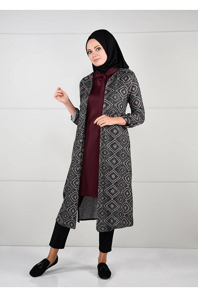 TRENDTESETTÜR Women's Gray Ethnic Patterned Tunic Set - Set of 2 1657