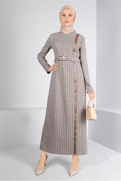 Alvina Φόρεμα με ζώνη Houndstooth 43405
