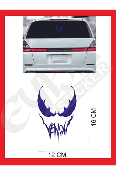 EYBA STİCKER Autocolant Venom 16x12 Cm - Mașină, Motocicletă, Cască, Laptop, Sticlă Scrisă