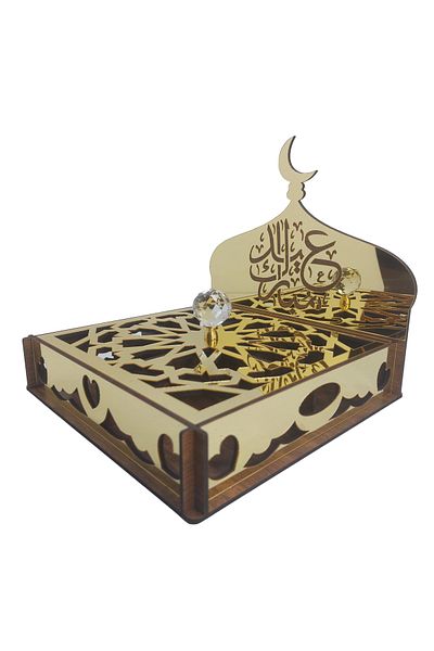 şamaksesuar Holiday Special Candy & Chocolate Decoration and Decorative 4-Piece Gold Mirror PLEXY Tray