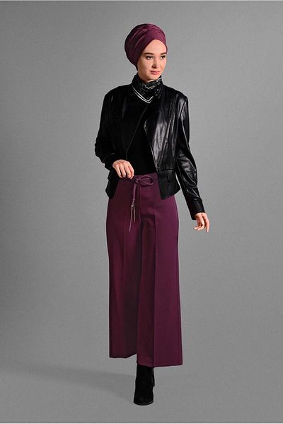TRENDTESETTÜR Burgundy Lycra Women's Pants 1009 - Oversize