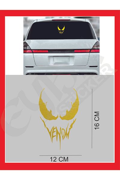 EYBA STİCKER Autocolant Venom 16x12 Cm - Mașină, Motocicletă, Cască, Laptop, Sticlă Scrisă
