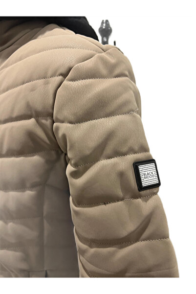 BLACKMOOD Quality Filled Leather Coat with Slim Fit and Removable Hood