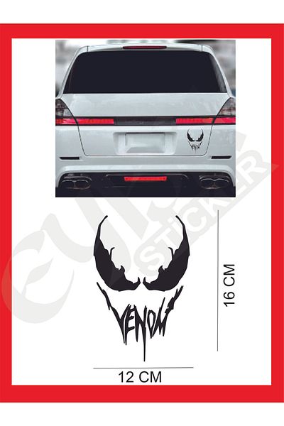 EYBA STİCKER Autocolant Venom 16x12 Cm - Mașină, Motocicletă, Cască, Laptop, Sticlă Scrisă