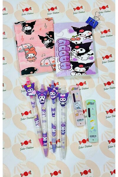 ÖZ KIRTASİYE Kuromi 0.7 Uçlu Kalem Seti (2defter+4kalem+2uç) Kırtasiye Seti