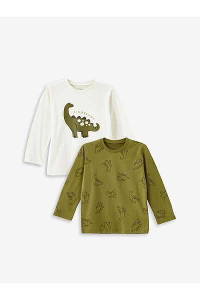 LC Waikiki LCW Kids Crew λαιμόκοψη κοντό μανίκι εμπριμέ μπλουζάκια για αγόρι 2 τμχ
