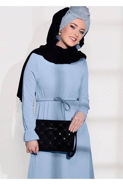 TRENDTESETTÜR Γυναικείο υφασμάτινο φόρεμα μπλε Lurex 3475
