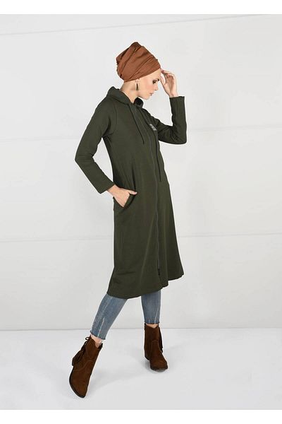 TRENDTESETTÜR Γυναικείο αθλητικό μπουφάν με φερμουάρ Khaki T 0841