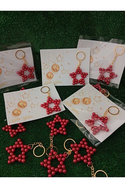 ZEKAAVM Christmas Gift 5 Pieces Pearl Star Keychain