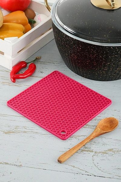 TARIK HOME Square Silicone Trivet |   Griddle-Shaped Honeycomb Patterned Silicone Teapot Pot Mat
