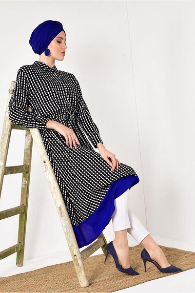 TRENDTESETTÜR Black Patterned Flounce Tunic - Women's t 42032