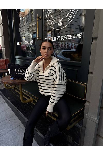Ugdelia Women's Special Striped Knitwear Sweater