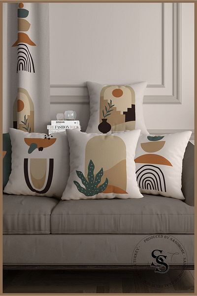 SasoHome Suprarealist etnic african - Set de 4 huse de pernă imprimate digital (potrivite pentru orice loc)