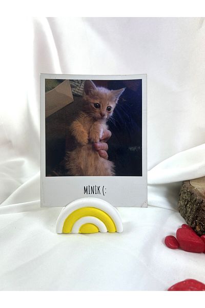 Melouro Yellow White Rainbow Note Holder, Photo and Card Holder, Note Holder Wedding Name Holder