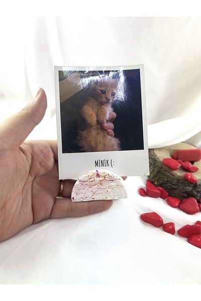 Melouro Pink Yellow Splatter Rainbow Note Holder, Photo and Card Holder, Note Holder Wedding Name Holder