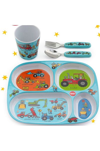Tyrrell Katz Melamine Compartment Plate / Drinking Cup / Boxed Cutlery Set Wheels