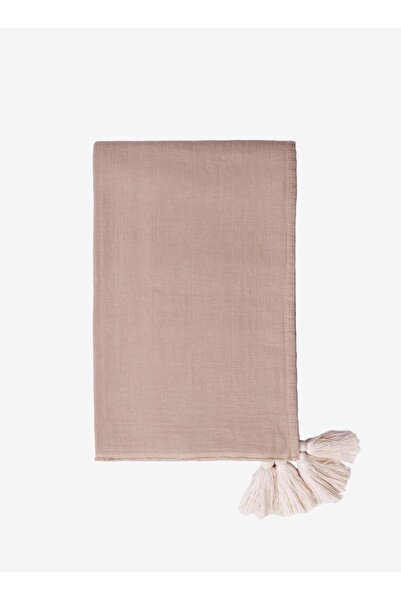 M'art Home Бежевий понпонний плед для дивана - покривало 150*190