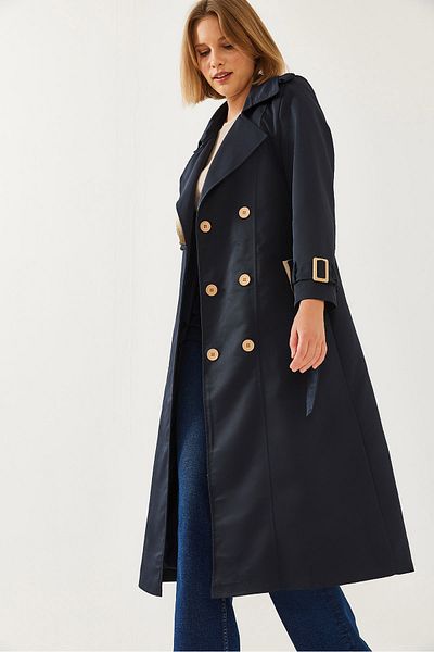 Bianco Lucci Damen Garni Windjacke Detail Clamshell Trenchcoat 2488 60261003