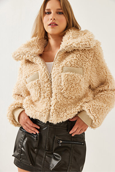 Bianco Lucci Γυναικείο βελούδινο παλτό με ζιβάγκο με ελαστική μέση 938137 60351233