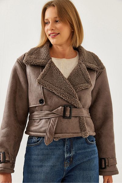 Bianco Lucci Γυναικείο παλτό Aller Detail Crop Laminated 2612 60351246