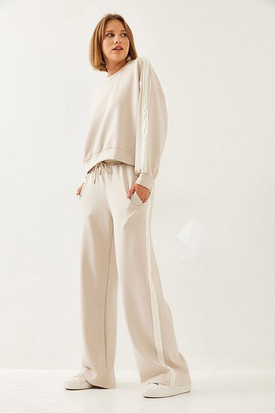 Bianco Lucci Women's Stripe Modal Fabric Bottom Top Suit 60351238