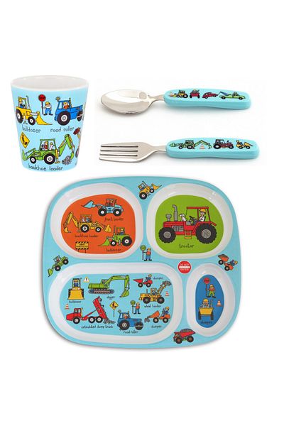 Tyrrell Katz Melamine Compartment Plate / Drinking Cup / Boxed Cutlery Set Wheels