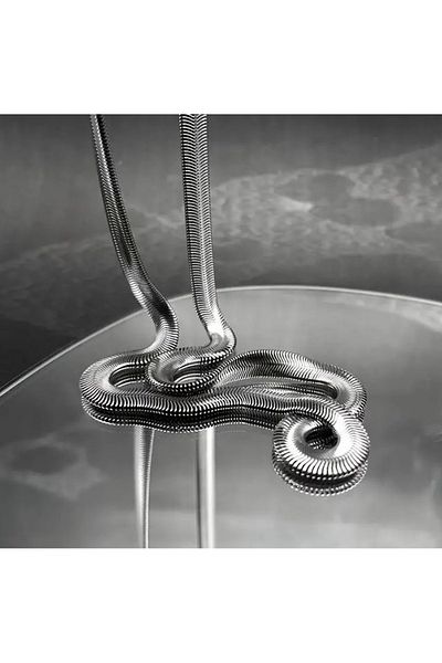 Viking Stainless Anti-Tarnish Steel Snake Snake Men's Necklace