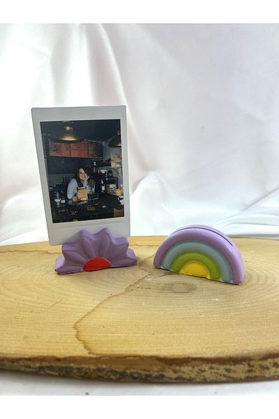 Melouro Set of 2 Colorful Daisy and Rainbow Photo and Card Holder - Note Holder and Name Holder