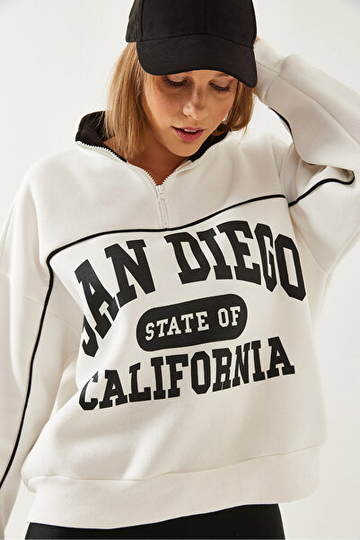 Bianco Lucci Kadın Üç İplik Şardonlu Fermuarlı Sweatshirt 6434 6025175