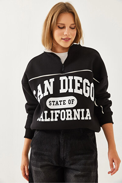 Bianco Lucci Kadın Üç İplik Şardonlu Fermuarlı Sweatshirt 6434 6025175