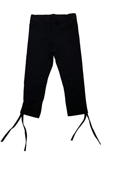 Woorage Κοριτσίστικο μαύρο λεπτό ψηλόμεσο βαμβακερό κολάν - με κορδόνι στο πόδι