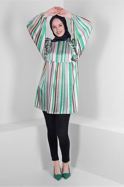 Alvina STRIPED TIE-DETAIL WIDE ARM TUNIC 43735