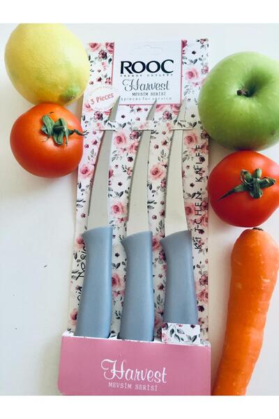 Rooc 3'lü Lazer Kesim Tırtıklı Meyve Sebze Bıçak Seti