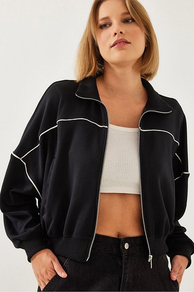 Bianco Lucci Γυναικεία ζακέτα με φερμουάρ Modal Fabric 60351226