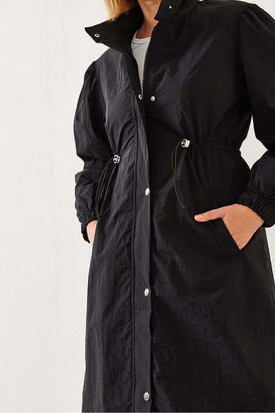 Bianco Lucci Langer Damen-Regenmantel mit elastischem Bund 5939 60351240