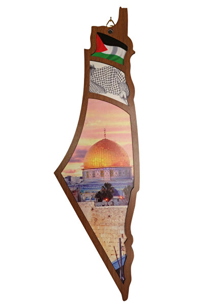 şamaksesuar Filistin Bayrağı-Haritası Ahşap Renkli Baskılı Duvar tablosu