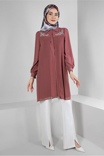 Alvina EMBROIDERY DETAIL HIDDEN BUTTON TUNIC 43500