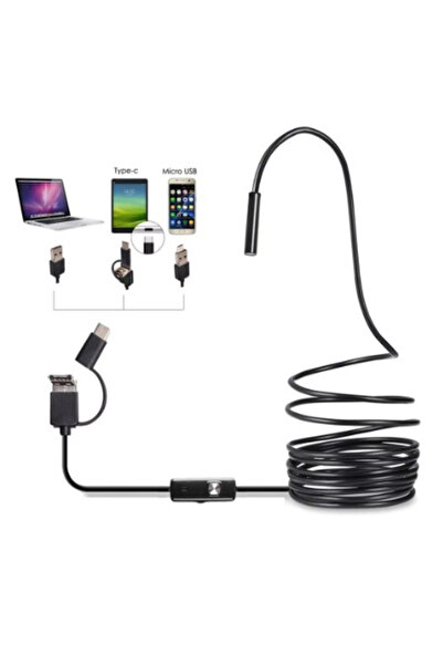 FIRSATTAN Endoskop Kameralı Boru muayene cihazı 3in1 2MT 5.5mm  USB kablosu  ...