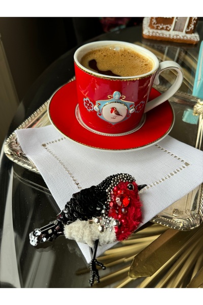 Hatice sakallı design Birdstone Coffee Side Presentation Napkin Compatible with 1 Cup