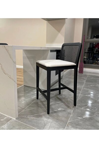 holzwelt Ahşap Bar Sandalyesi 2'li Ahşap Ada Mutfak Sandalyesi