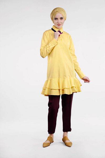 TRENDTESETTÜR Women's Yellow Skirt Flywheel Tunic 8470