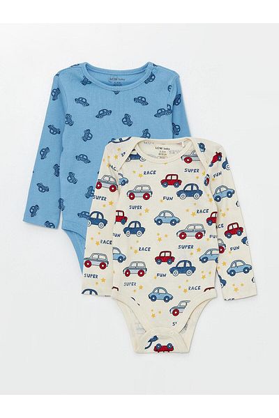 LC Waikiki LCW baby Crew Neck Printed Baby Boy Snap Body 2-Piece