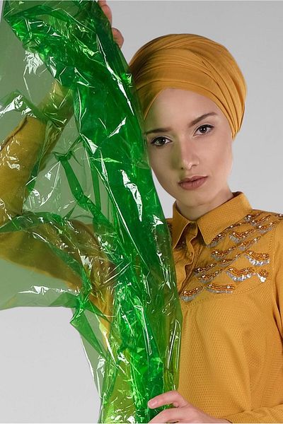 TRENDTESETTÜR Women's Orange (MUSTARD) Side Slit Detailed Tunic 4174