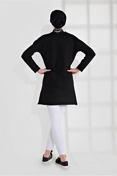 TRENDTESETTÜR Text Printed Black Cotton Women's Tunic - 2300