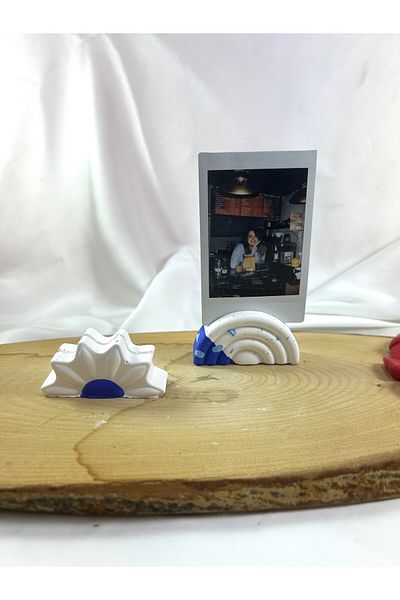 Melouro Navy Blue Cloud Design Daisy and Rainbow 2-Piece Photo and Card Holder Set, Note Holder, Name Holder Set