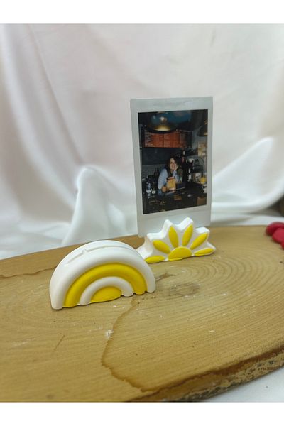 Melouro Yellow Design Daisy and Rainbow Set of 2 Photo and Card Holder, Note Holder, Note Name Holder Set