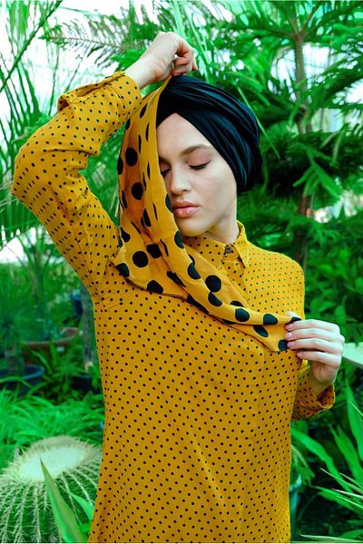TRENDTESETTÜR Women's Orange (MUSTARD) Polka Dot Tunic 9314