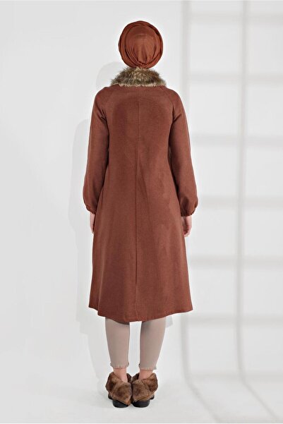 TRENDTESETTÜR Fur Detailed Zippered Cashew Coat 1705