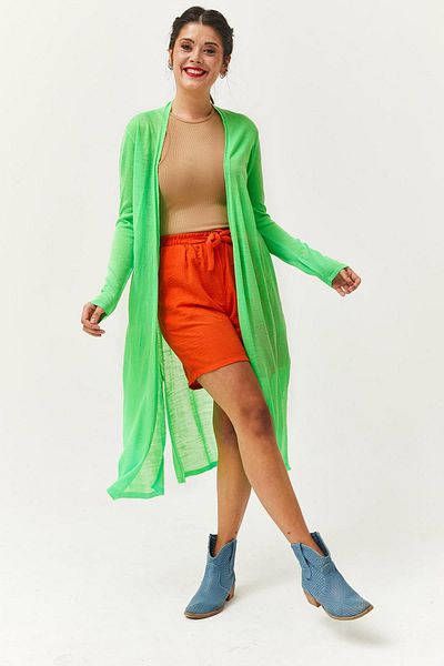 Ebsumu Cardigan verde lung pentru tricotaje pentru femei