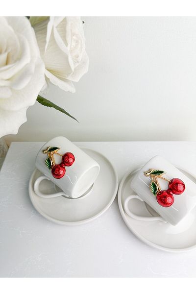 WERONY 2-Piece Craç Figured Porcelain Coffee Cup Set - 4 Pieces